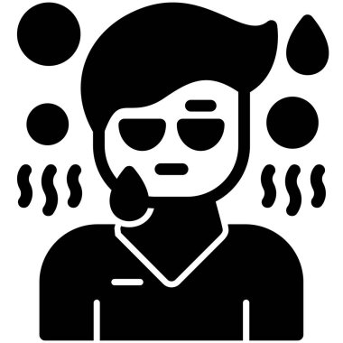 Baş ağrısı ikonu olan adam, vektör illüstrasyonu