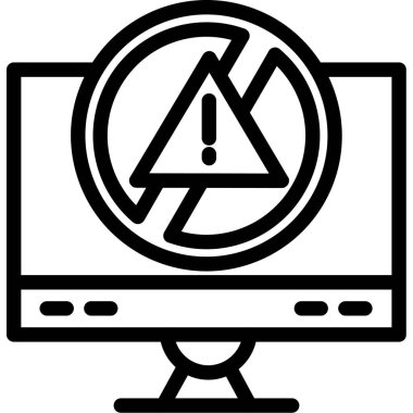 bilgisayar monitörü uyarı simgesi, vektör illüstrasyonu