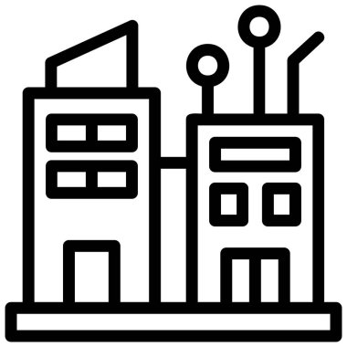 Şehir binası ikon ana hatları vektörü. Şehir binası. Kasaba