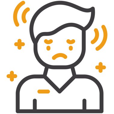 Baş ağrısı ikonu olan bir adam, basit tasarım illüstrasyonu