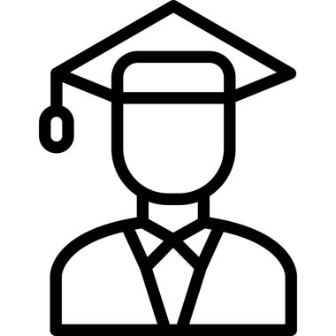 Öğrenci eğitim çizgisi simgesi, vektör, illüstrasyon, eğitim konsepti, izole edilmiş siyah illüstrasyon