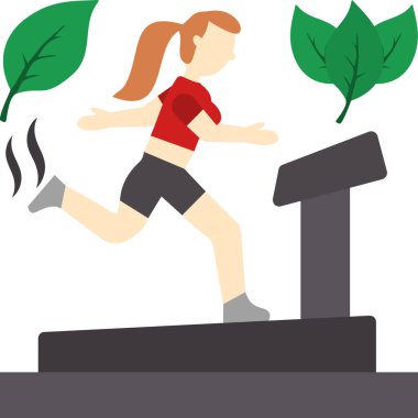 Koşu bandı vektör illüstrasyon grafik tasarımı ile koşan genç kadın