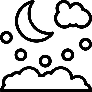 Bulut gecesi ay simgesi taslak biçiminde