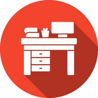 Kitaplı ofis masası, vektör illüstrasyonu