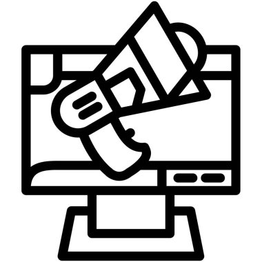 Reklam pazarlama ikonu. Beyaz arkaplanda izole edilmiş web tasarımı için özet pazarlama stratejisi vektör simgesi