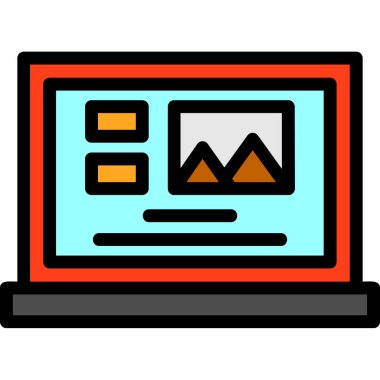 Ağ simgesi. Web için dizüstü bilgisayar vektör simgelerinin basit çizimi