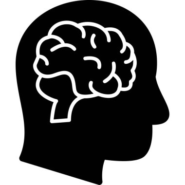 Baş vektör simgesi dizaynlı beyin