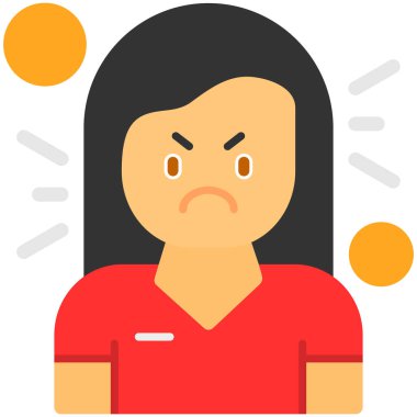 Düz stil kızgın kadın çalışan simgesi