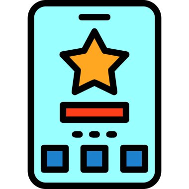 Yıldız simgesi renk ana hatlı cep telefonu vektörü