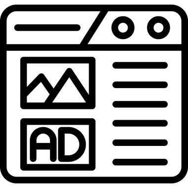 Reklam ikonu ana hatları vektörü. çevrimiçi pazarlama