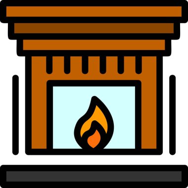 Şömine. Web simgesi basit illüstrasyon