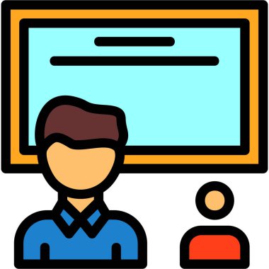 çevrimiçi konferans simgesi. taslak çevrimiçi buluşma vektör rengi düz izole