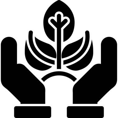 bitki el ikonu vektör illüstrasyonu