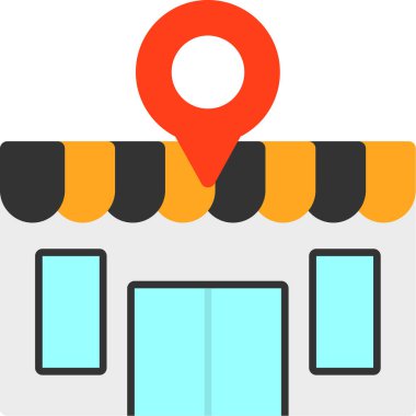 konum dükkânı simgesi, vektör illüstrasyonu beyaz arkaplanda izole edildi