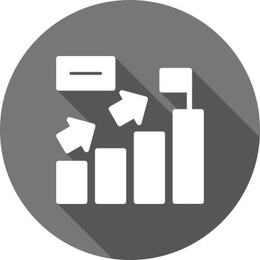 Bar çizelgesi simgesi. vektör biçimi, yuvarlak açılı, gri ve siyah renkli, gümüş arkaplanlı iki renkli düz ikonik semboldür.