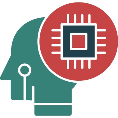 Yapay zeka düz simgesi, vektör çizim