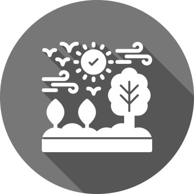 Çemberdeki bitki, simge, vektör çizimi, düz tasarım