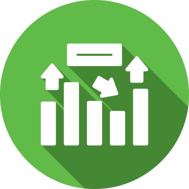 Bir pasta grafiğinin uzun gölgeli yeşil ve beyaz ikonunun vektör çizimi