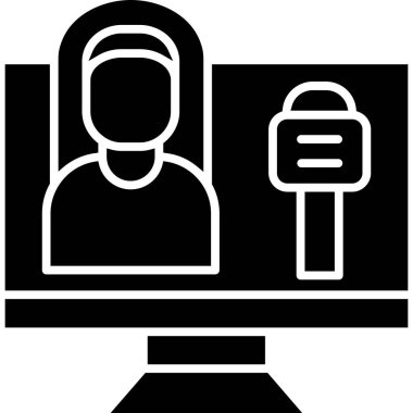 Konferans simgesi ve vektör illüstrasyonu beyaz arkaplanda izole edildi