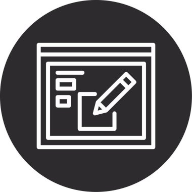 Bir not panosunun vektör simgesi, kağıt sayfası, kalem,