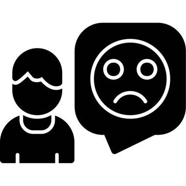 Hüzünlü yüz maskesi çizimi olan üzgün adam.