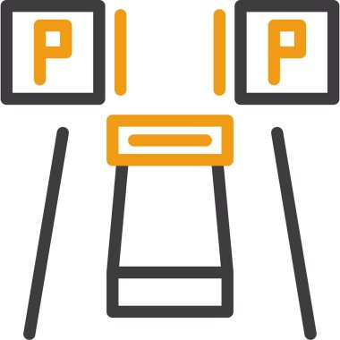 Park yeri ikonu. Beyaz arkaplanda izole edilmiş web tasarımı için ana hatlı park vektörü illüstrasyonu