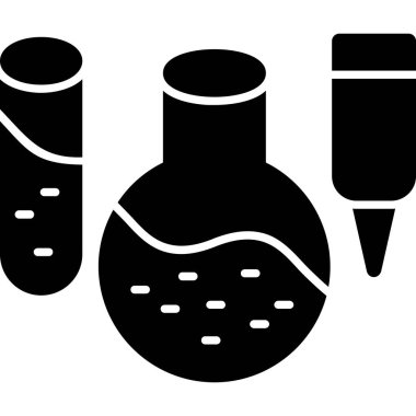 Test tüpleri simgesi. Web için test tübü vektör simgelerinin özet çizimi