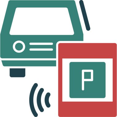 araba park alanı düz simgesi, vektör illüstrasyonu