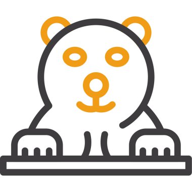 Ayı simgesi. Beyaz arkaplanda izole edilmiş web tasarımı için ana çizgi ayı vektör simgesi