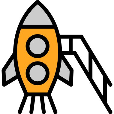Roket. Web simgesi basit illüstrasyon
