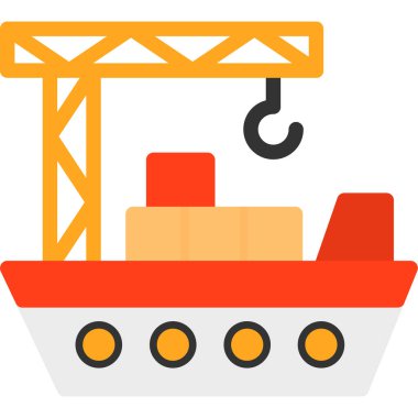 Kargo gemisi düz simgesi