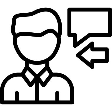 İş adamı ikonu ana hatları vektörü. iş yönetimi