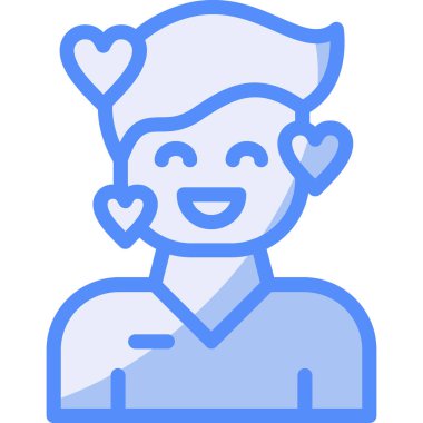 Mutlu kalp ikonu, vektör illüstrasyonu