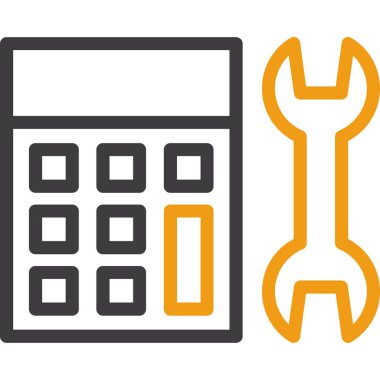 İngiliz anahtarı ve hesap makinesi vektör illüstrasyon tasarımlı çekiç