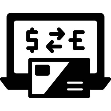 Dolar işareti ve dolar sembolü olan bilgisayar, vektör illüstrasyonu