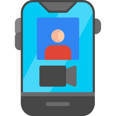 Video arama düz simgesi, vektör çizim