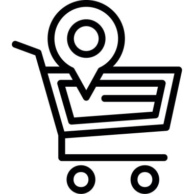 Alışveriş konumu simgesi, vektör illüstrasyonu