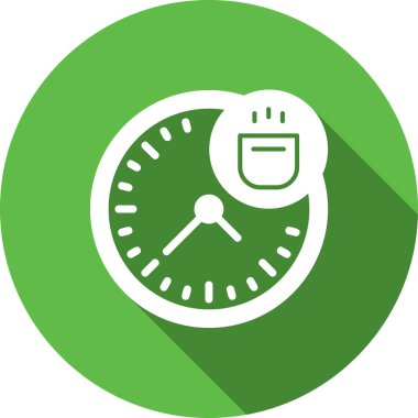 Alarm saat simgesi beyaz arkaplanda izole edilmiş modaya uygun düz stil. Zaman ve seyahat sembolü tasarımı, logonuz ve internetiniz.