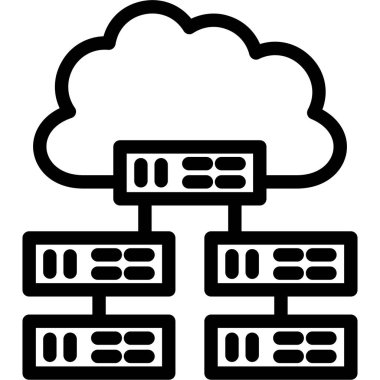 veri merkezi simgesi. Beyaz arkaplanda izole edilmiş web tasarımı için veri merkezi vektör simgesinin basit çizimi