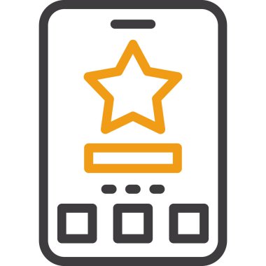 Mobil değerlendirme simgesi. vektör biçimi, yuvarlak açıları, gri ve gri renkleri, beyaz arkaplanı olan çift renkli düz simgelerdir..