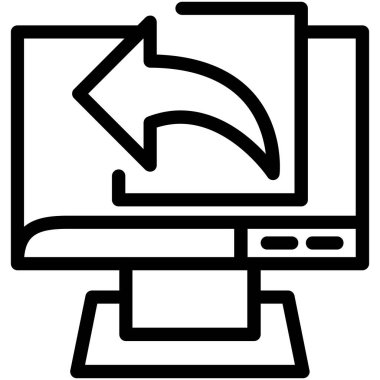 Bilgisayar monitörü simgesi. Web için basit bir bilgisayar izleme vektör simgesi çizimi