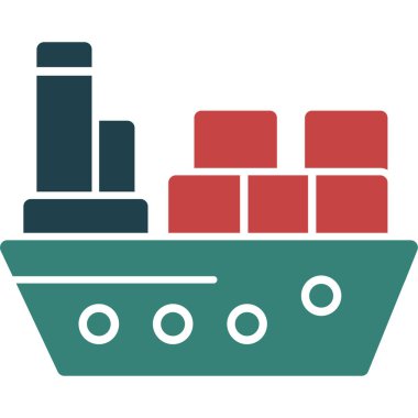 Kargo gemisi düz simgesi