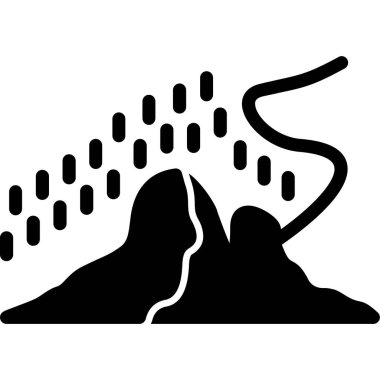 Kar fırtınası sembolü, katı ve kar işareti, kar dağı vektör grafikleri, siyah arkaplanda renkli katı simge, 10 birim.