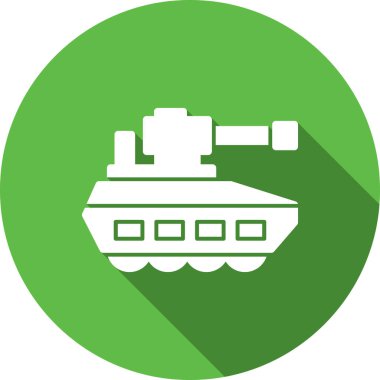 Askeri tank vektör ikonu. Tarz. Resim sembolü. düz ikonik yeşil ve gri renkler.