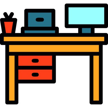 Ofis mobilyası masa simgesi - taslak biçimi