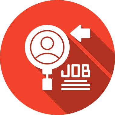 iş vektör simgesi. Bu yuvarlak düz sembol turuncu renklerle ve beyaz arkaplanda çizilmiş.