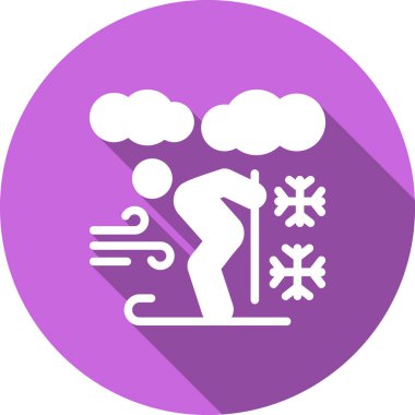 Beyaz arka planda izole edilmiş düz dizaynlı kış sporu ikonu. spor sembolü stok vektör illüstrasyonu.