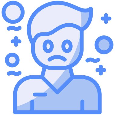 üzgün adam simgesi renk ana hatları vektörü