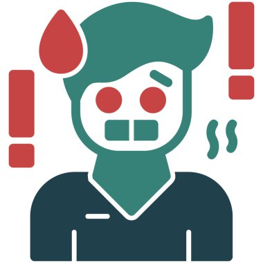 Şeytan Adam vektör simgesi. biçim iki renkli düz sembol, yumuşak mavi renkler, yuvarlak açılar, beyaz arkaplan