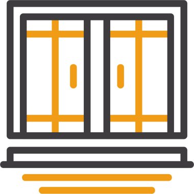 hapishane pencere simgesi renk ana hatları vektörü